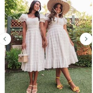 JESSAKAE Annalise Dress white Lacey flower pattern embroidery ruffled sundress L